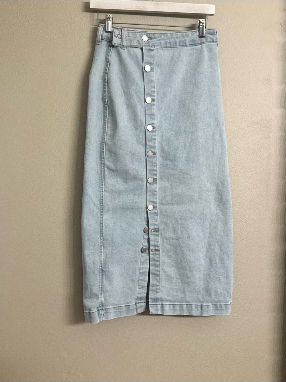 OAT NY Button-Front Denim Midi Skirt